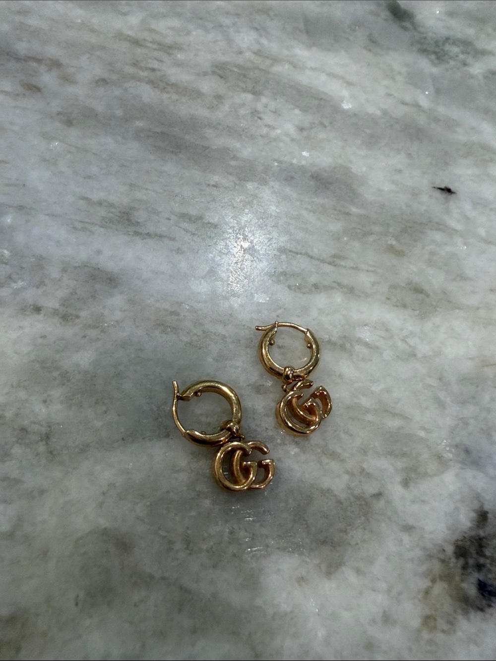 Gucci GG Logo Hoop Earrings Gold
